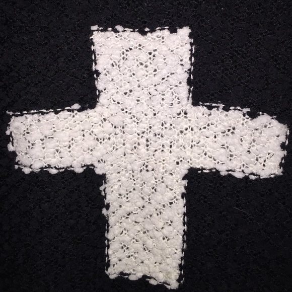 Black Boucle Sweater Goth Cross Industrial M - Picture 2 of 4